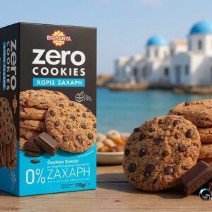 Biscuiti cu cacao si ciocolata neagra ,fara zahar adaugat 170g