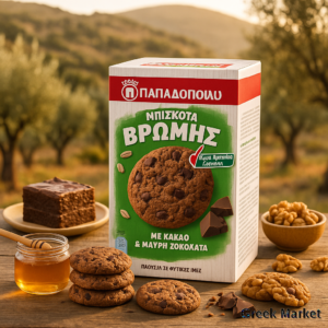Biscuiți din ovăz cu cacao și bucăți de ciocolată neagră, fără adaos de zahăr 155g