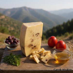 Graviera (Cașcaval) din lapte de oaie si capra cu usturoi negru