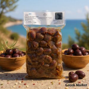 Masline stafidite halchidiki fara sambure cu usturoi ,oregano ,bukovo si ulei de masline 500 g